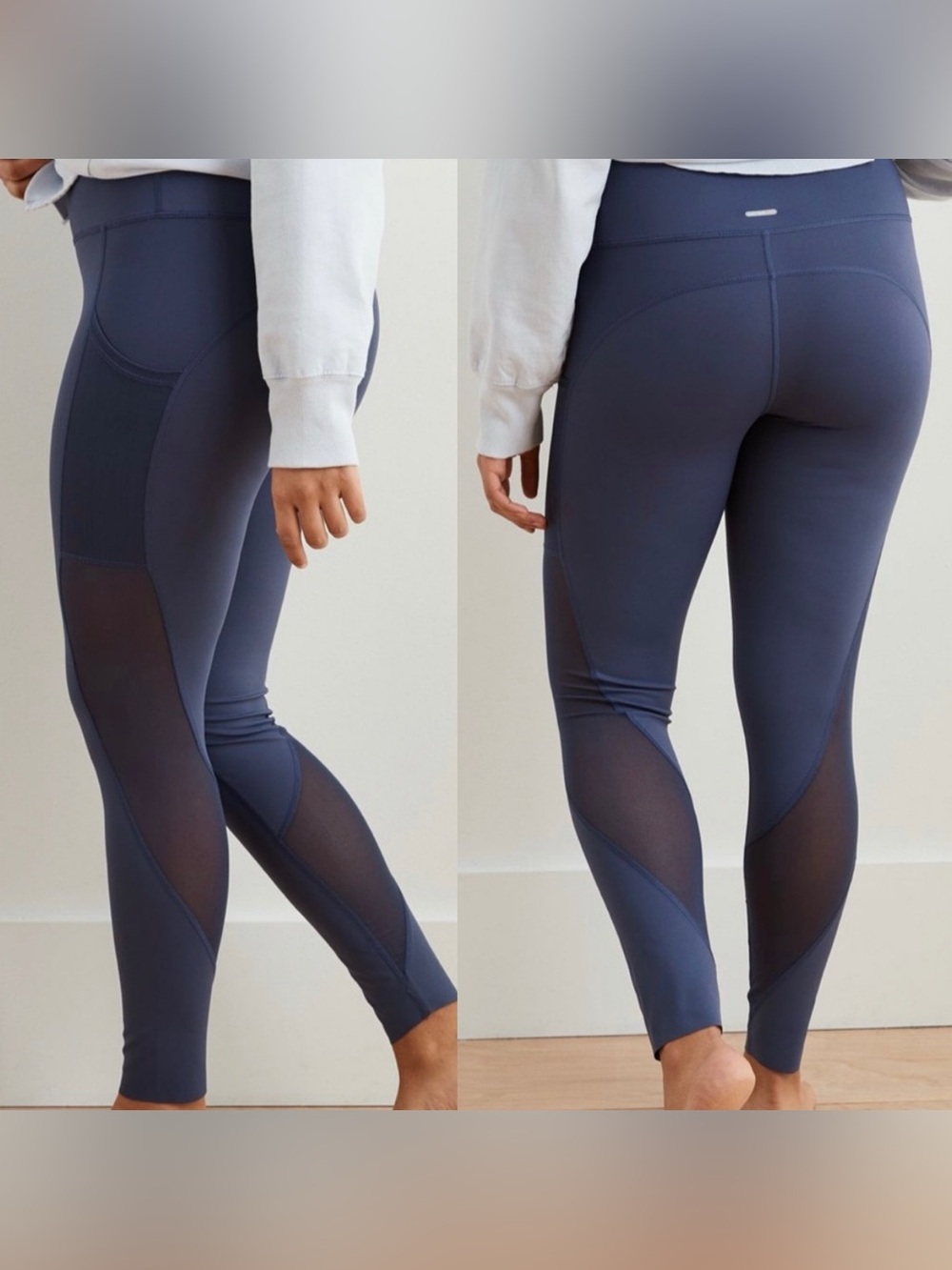 Aerie Blue Chill Play Move High Rise Pocket Mesh Legging Tights Size XL
